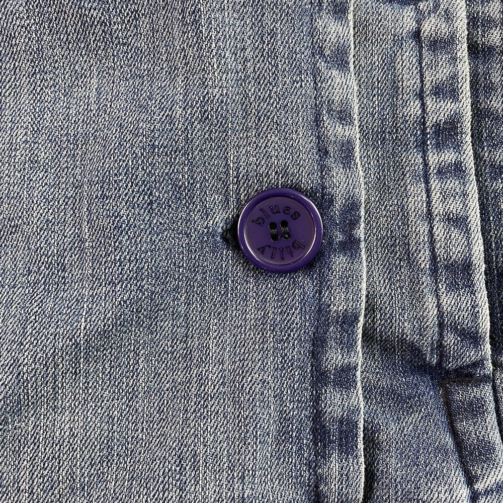 Vtg Denim Jacket Blazer Double Breasted Button Small Medium - Picture 8 of 9